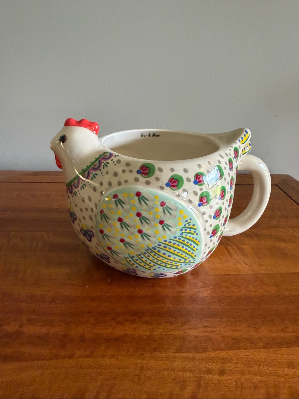 Natural Life Ceramic Hen mug in Cream with Multicolor Accents